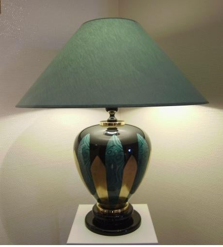 VINTAGE 80' : Italiaanse tafellamp in zwart-goud & malachiet, Ophalen