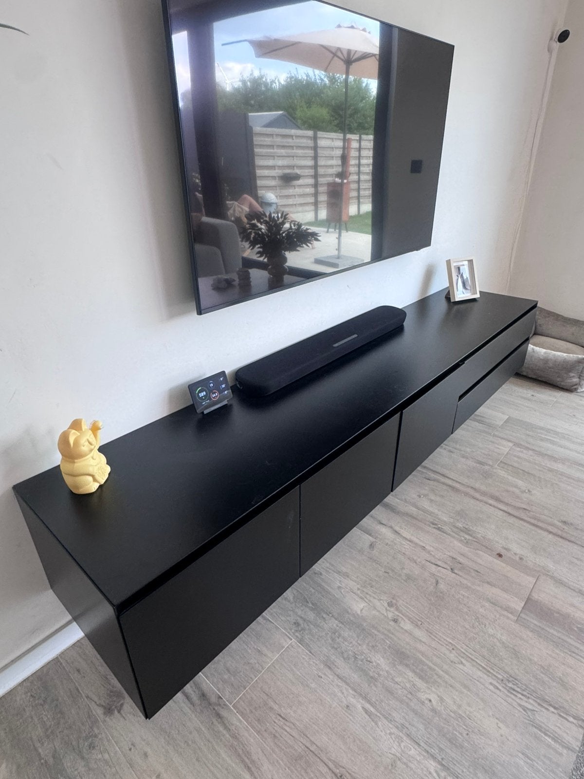 Zwevende TV-kast – 220 cm – mat zwart – Junto, 25 à 50 cm, 200 cm ou plus, Moins de 100 cm, Enlèvement