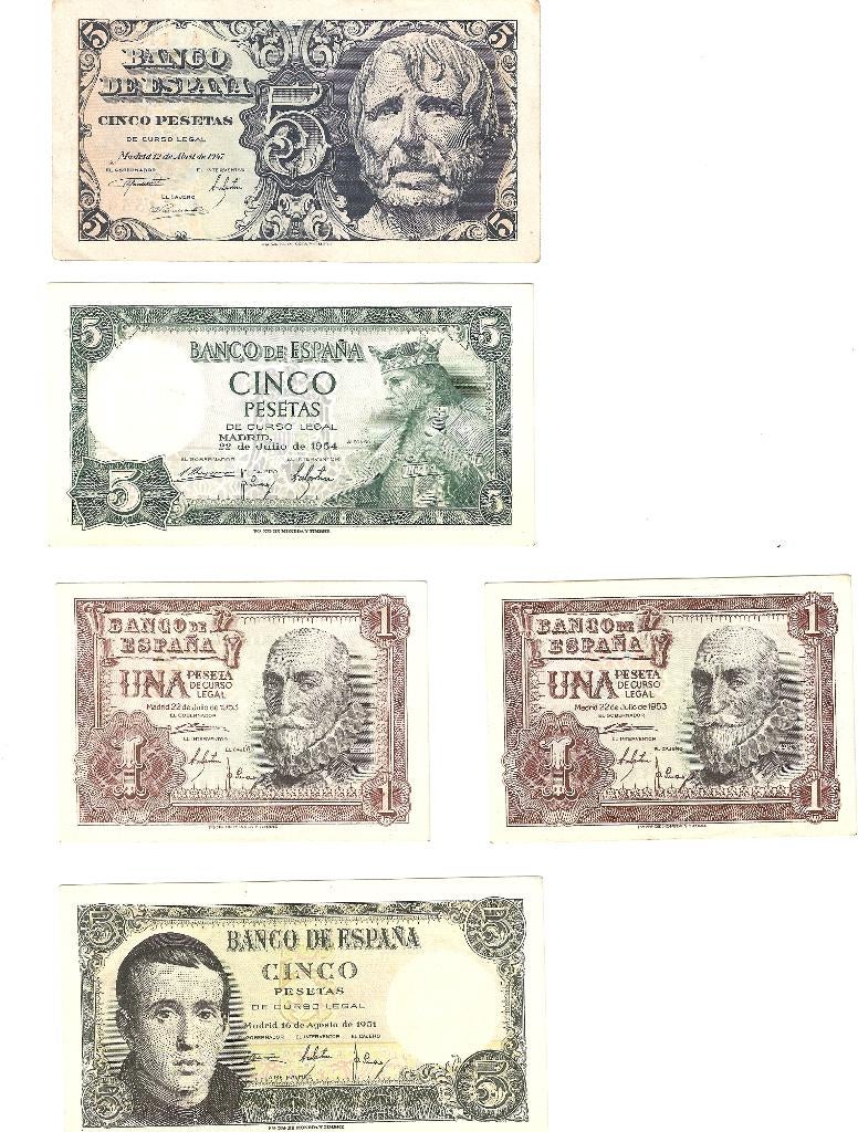 5 Spaanse biljetten, XF, Ophalen of Verzenden