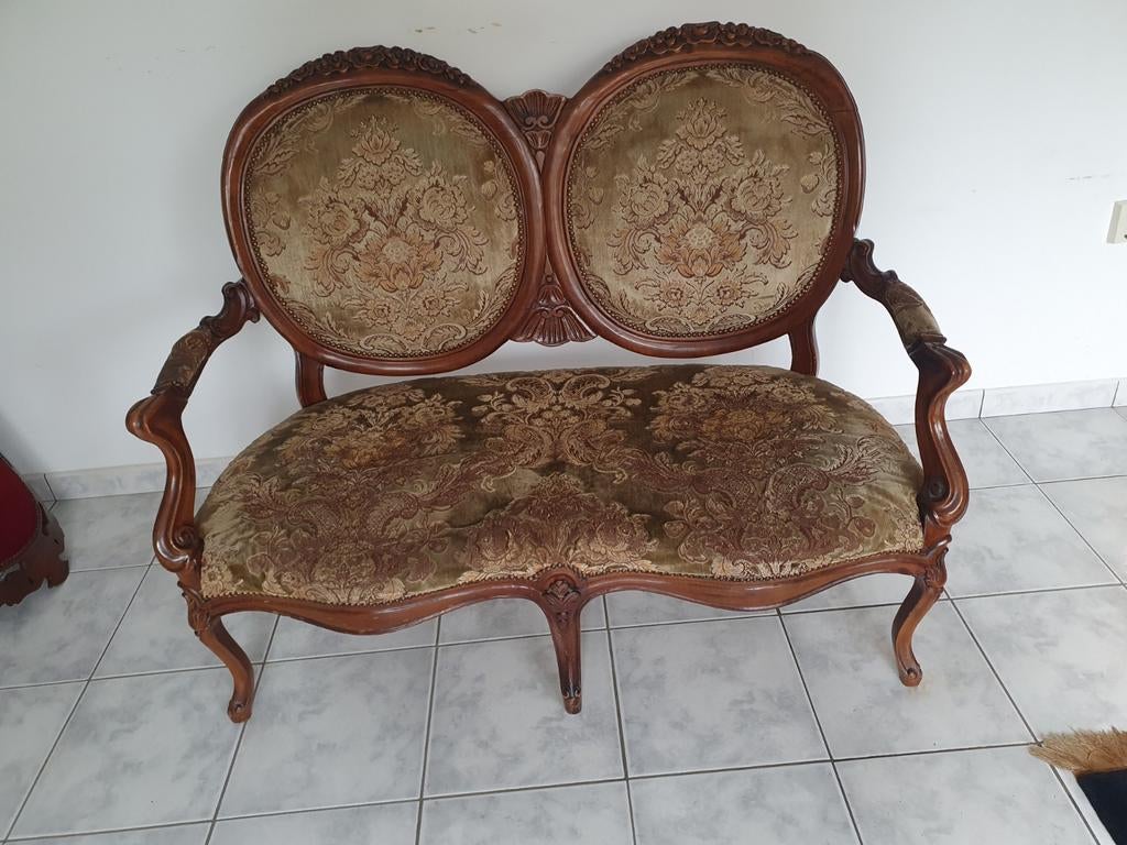 Antieke barokstijl bankje met 2 stoelen, Antiek en Kunst, Ophalen