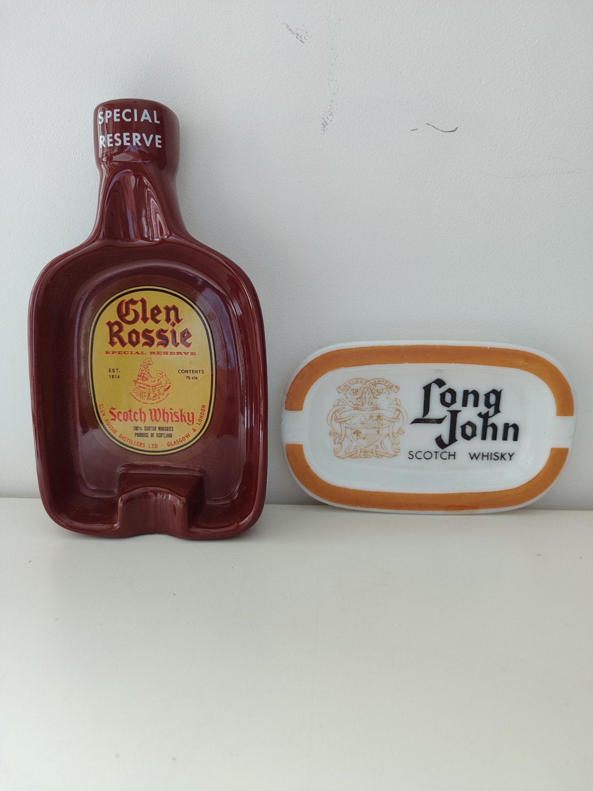 2 reclame artikel Schotse whisky Glen Rossie Long John asbak, Ophalen of Verzenden