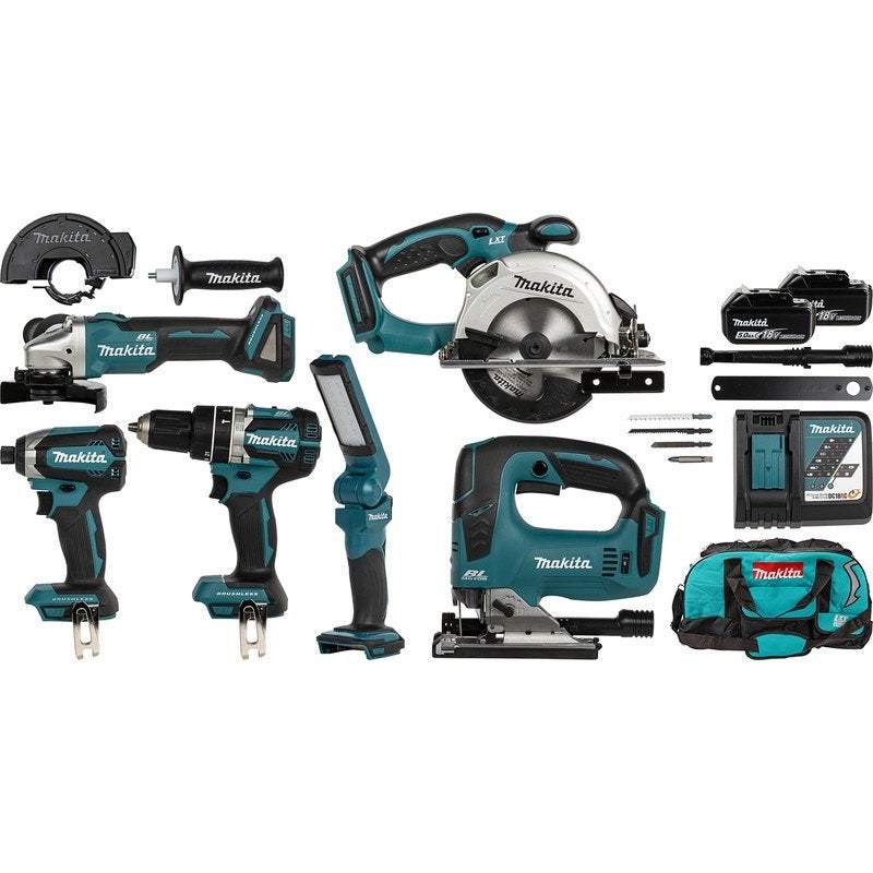 MAKITA 5Ah 18V DLX6082T 5-DELIGE LXT SET BOREN ZAGEN SLIJPEN, Ophalen of Verzenden, Nieuw, Gereedschapsset, Makita