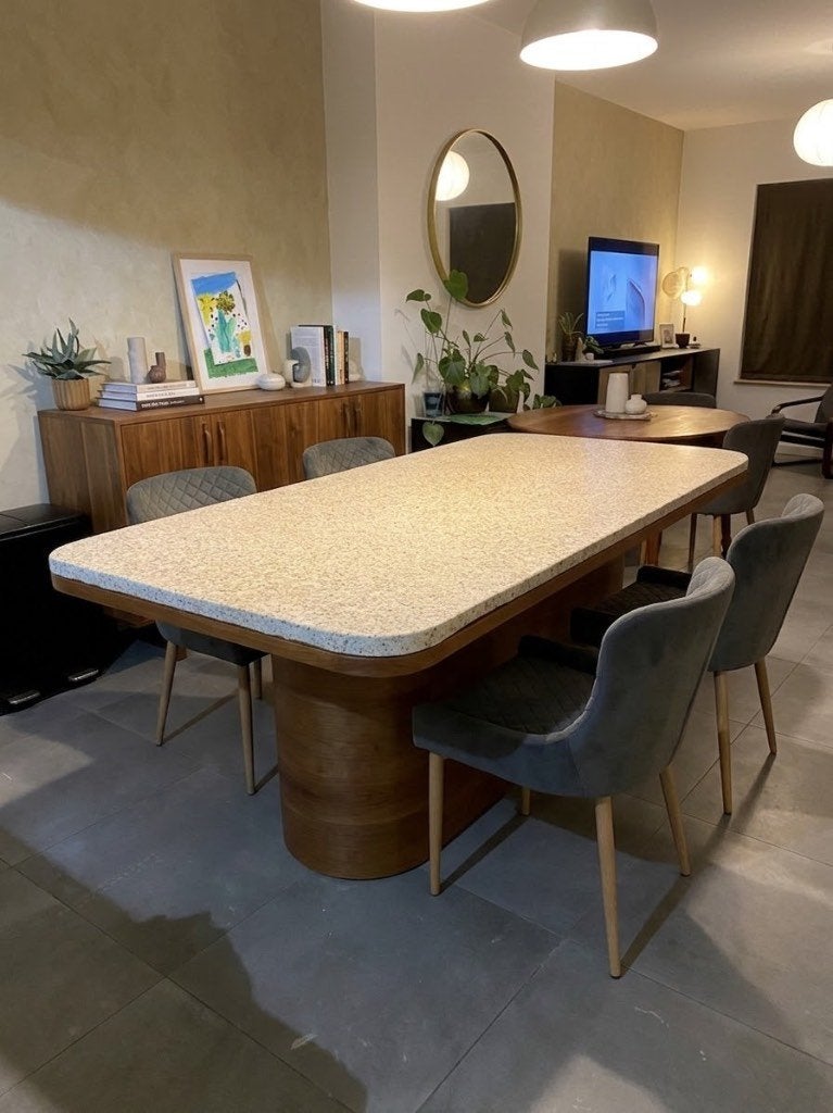 Terazzo Tafel, Huis en Inrichting, Ophalen, Overige materialen, 100 tot 150 cm, Vijf personen of meer