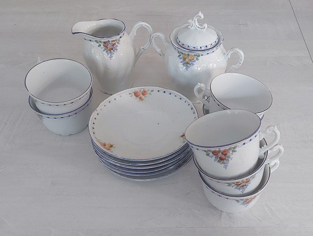 Service à café/thé en porcelaine 15 pièces, complet pour 6p, Antiquités & Art, Antiquités | Porcelaine, Enlèvement