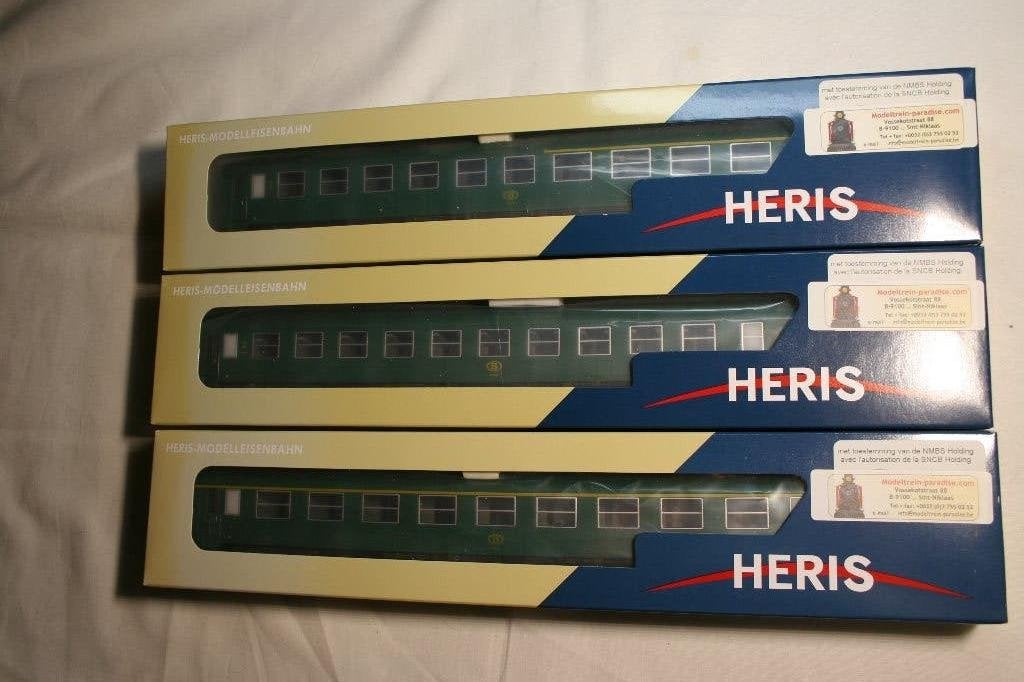 Heris 12220 (HO,DC) Set 3 rijtuigen I4/I5 NMBS / SNCB, Overige merken, Gelijkstroom, Wagon, Ophalen of Verzenden