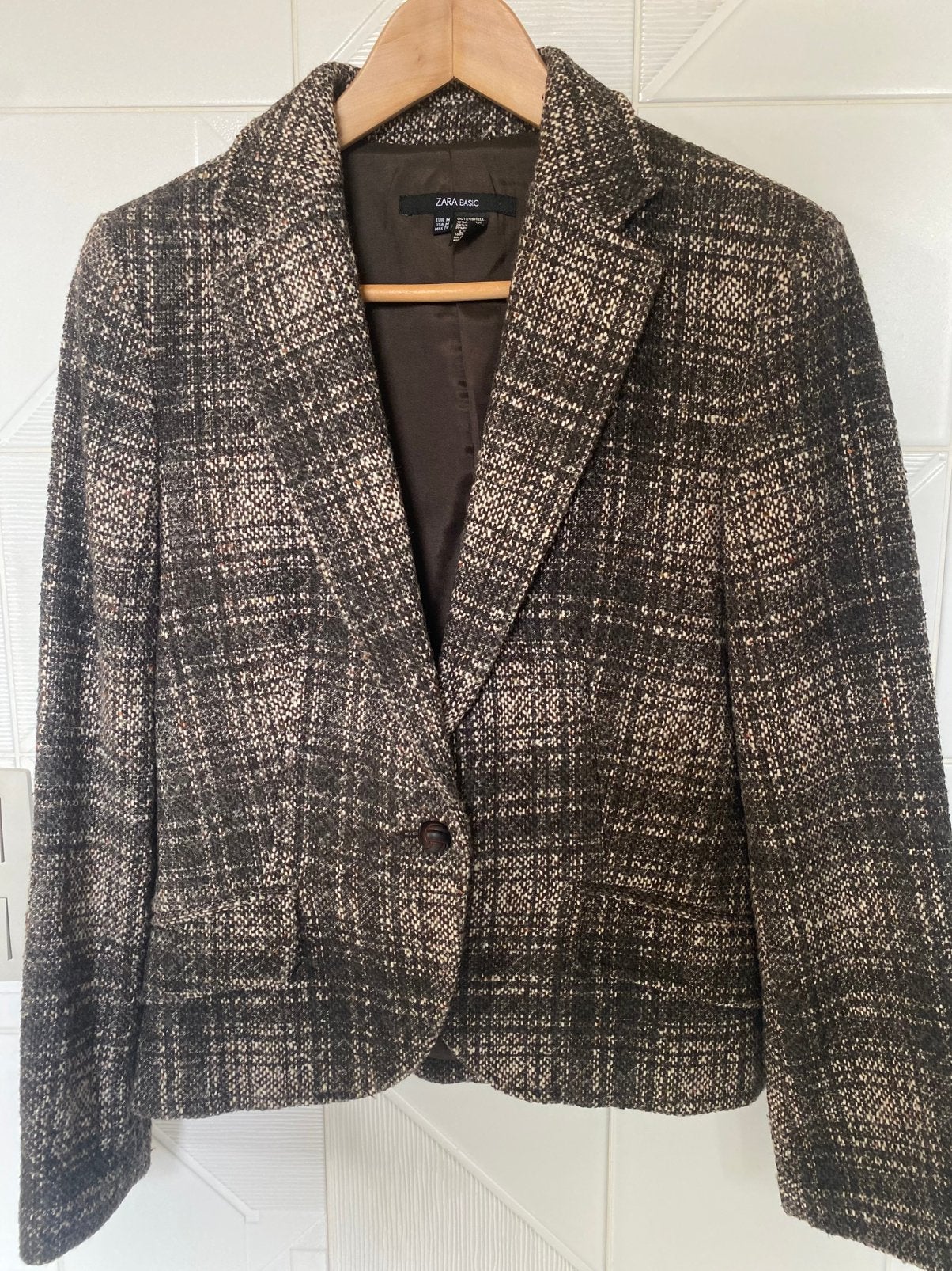 Wolle blazer van Zara basic, Kleding | Dames, Jasjes, Kostuums en Pakken, Ophalen of Verzenden, Zo goed als nieuw, Maat 38/40 (M)