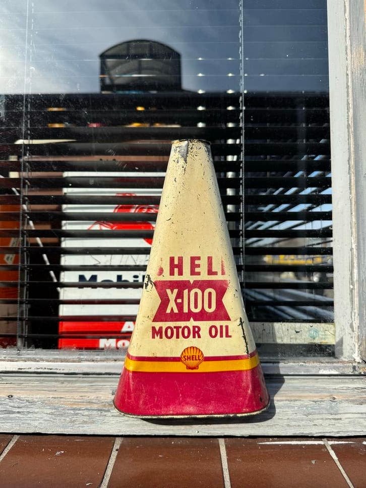Vintage Shell X-100 Motorolie blik Triangel