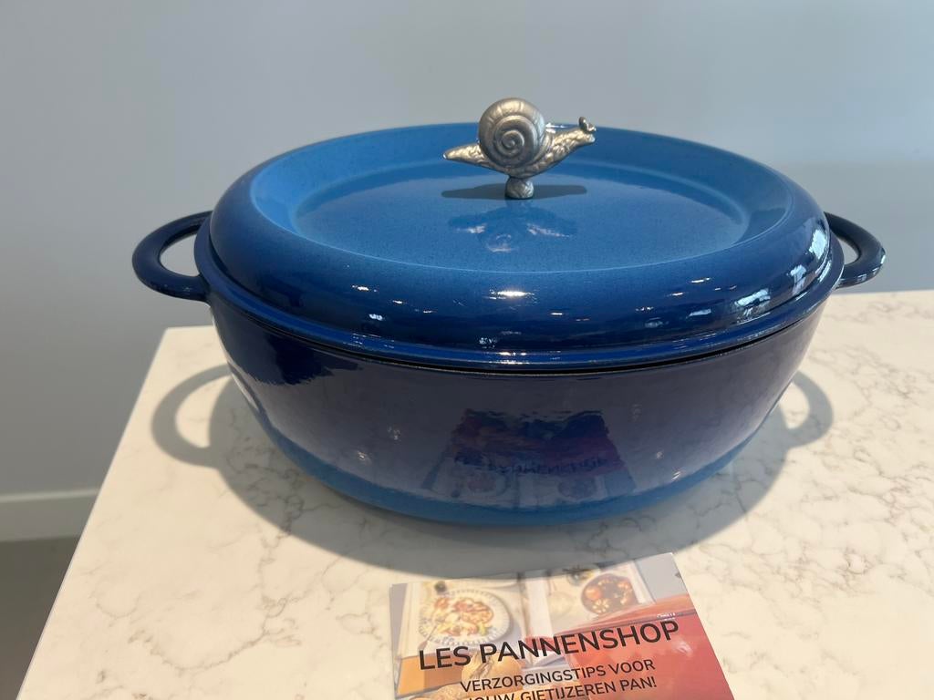 Poêle Nomar 35 cm bleue flammée en état neuf, Enlèvement ou Envoi, Comme neuf, Poêle à frire ou Sauteuse, Plaque céramique