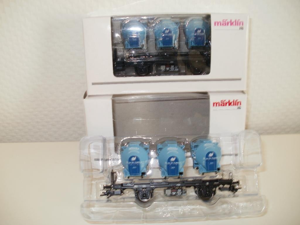 2x Marklin Ho container draagwagen no 48158 met ovp,Nieuw., Wisselstroom, Ophalen of Verzenden, Märklin, Nieuw