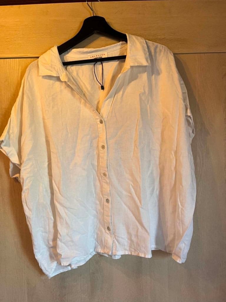 blouse korte mouw wit lolal iza 50, Enlèvement ou Envoi, Lola & Liza, Comme neuf, Chemisier ou Tunique