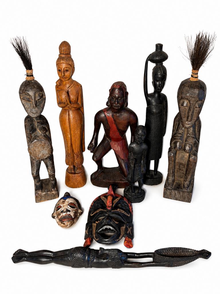 Collectie Afrikaanse houten beelden en maskers tribale kunst, Antiek en Kunst, Ophalen, Afrika, Hout, Beeld