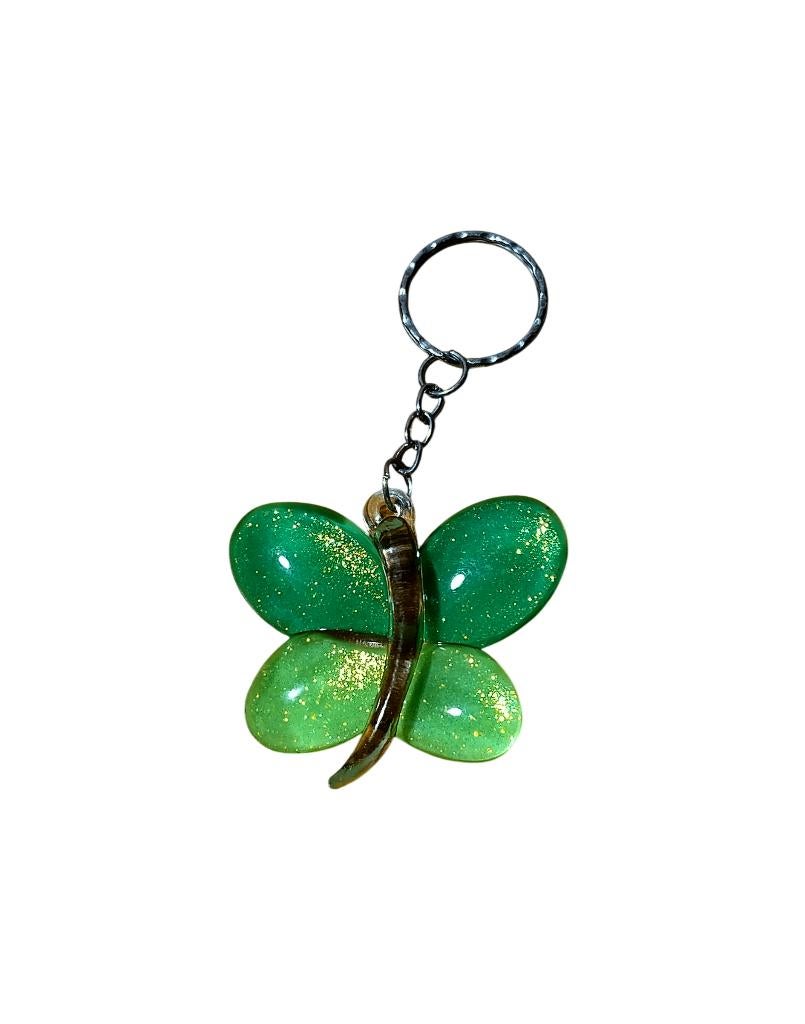 Porte clé papillon vert paillettes, Enlèvement, Utilisé, Animal et Nature