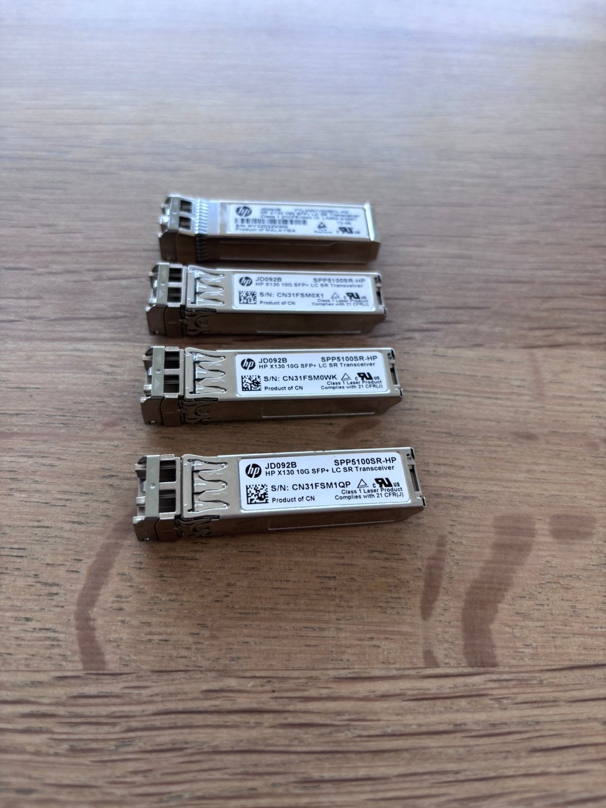 4x HP X130 10G SFP+ LC SR Transceiver, Computers en Software, Harde schijven, Ophalen of Verzenden, Zo goed als nieuw