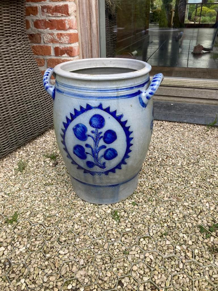 Grote franse Betschdorf-pot aardewerk frans landelijk blauw, Tuin en Terras, Ophalen, Zo goed als nieuw, Aardewerk