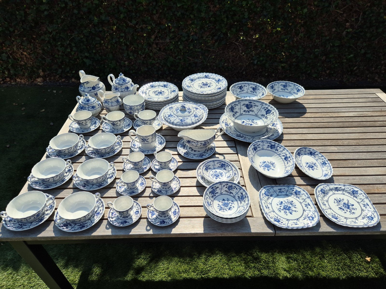 Johnson Bros Indies Blue Ironstone–81-delige set, Antiek en Kunst, Ophalen