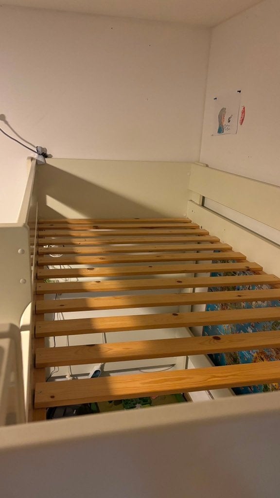 Witte houten hoogslaper met vaste ladder–stevig en praktisch, Ophalen, Hoogslaper, Eenpersoons, Minder dan 160 cm