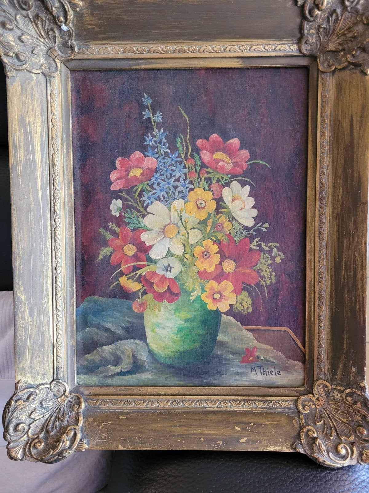 Tableau peinture M.THIELE avec cadre, Panneau, Signé, Enlèvement, Classique