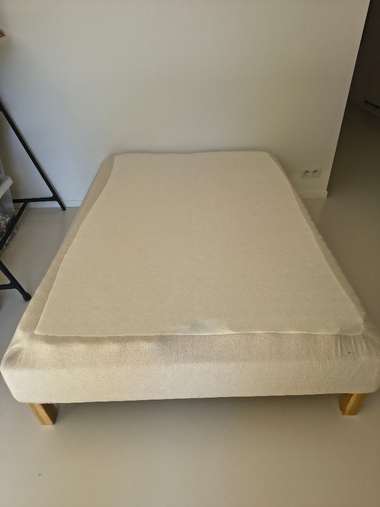 box spring, Ophalen, Beige, Tweepersoons, 140 cm