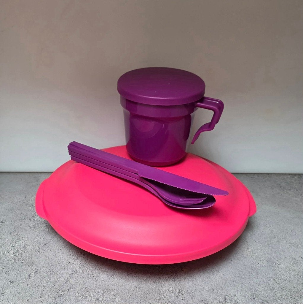 Tupperware™ « Set Déjeuner - Aloha » rouge et violet, Neuf, Boîte de conservation, Compatible lave-vaisselle, Violet