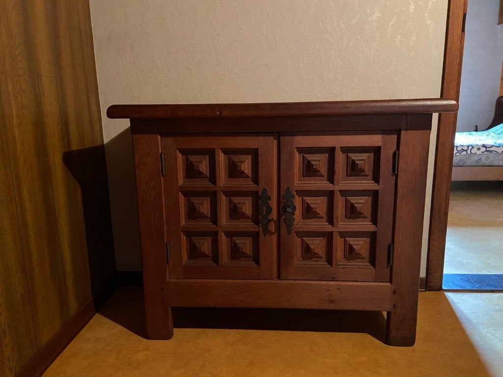 Vintage eiken kast - Brutalistische stijl '70, Ophalen