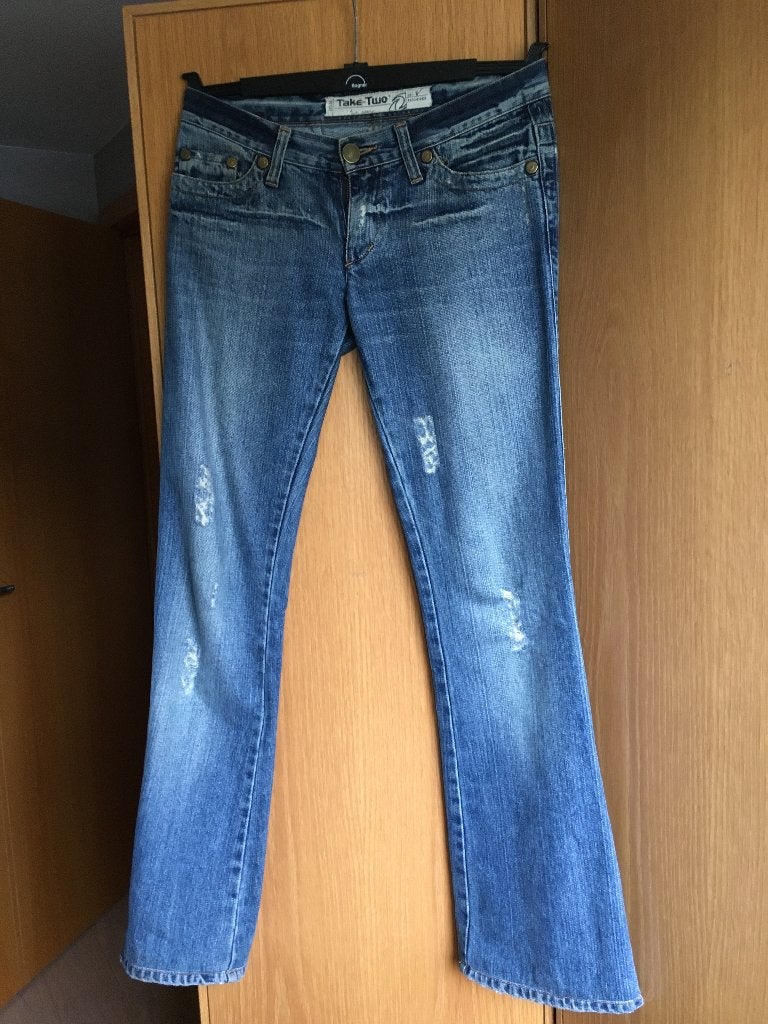 Broek jeans boot cut blauw maat 28/34, Take two, Ophalen of Verzenden, Zo goed als nieuw, Blauw