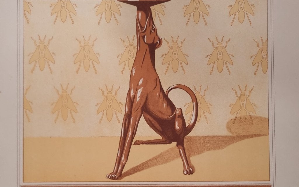 Art nouveau litho hondenkandelaar en bijen - Verneuil 1897, Antiquités & Art, Original, Enlèvement, Animaux et nature, Lithographie