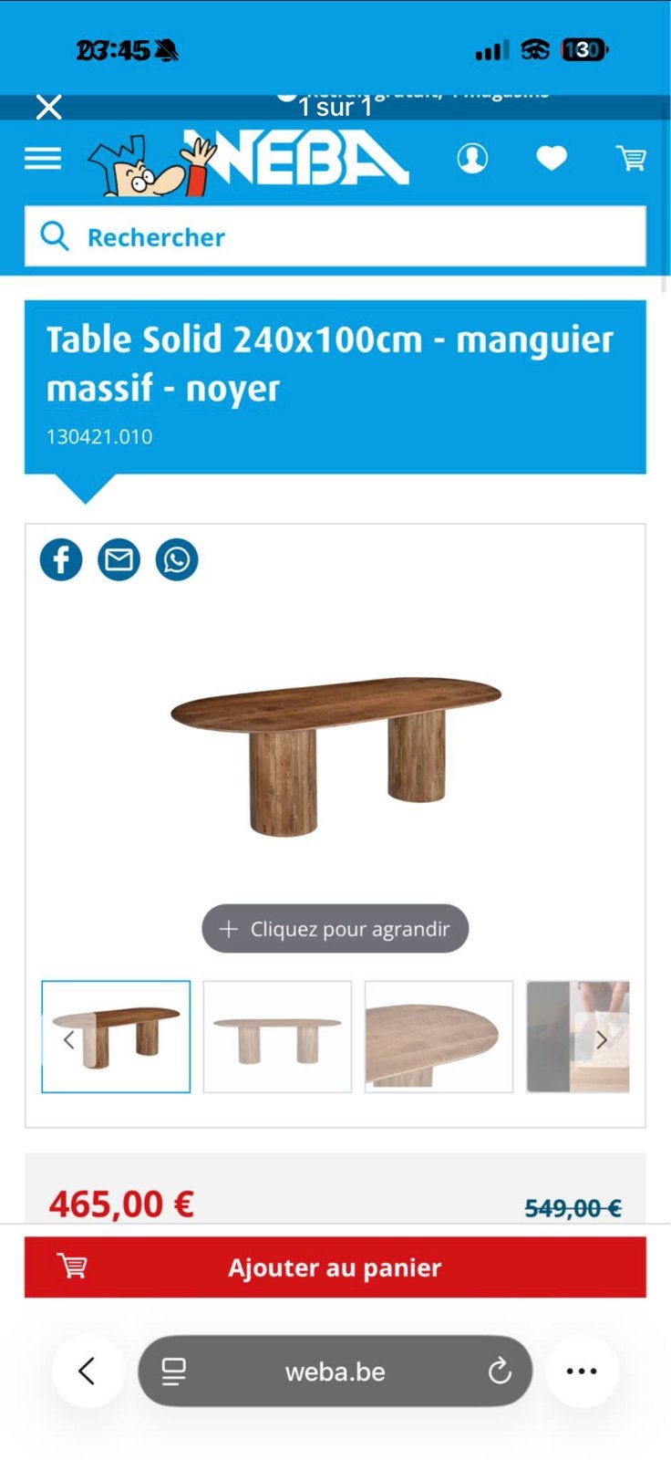 Table en noyer neuve, Enlèvement, Comme neuf