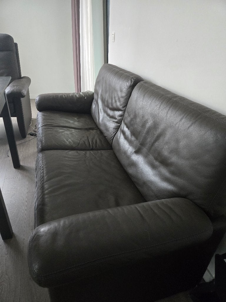 Leather sofa + armchair set, Huis en Inrichting, Zetels | Complete zithoeken, Ophalen, Gebruikt, Leer