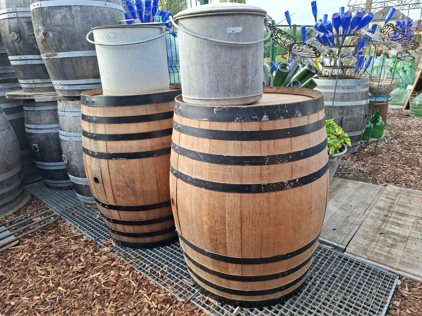 Barils de vin en chêne comme collecte d'eau, abri de jardin, Jardin & Terrasse, Enlèvement, Abri de jardin