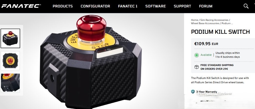 "Fanatec Podium" Kill Switch and Remote Power Button FANATEC, Enlèvement ou Envoi, Comme neuf, Fanatec