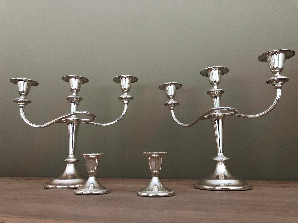 kandelaar kaarsen, Ophalen, Zilver, Kandelaar