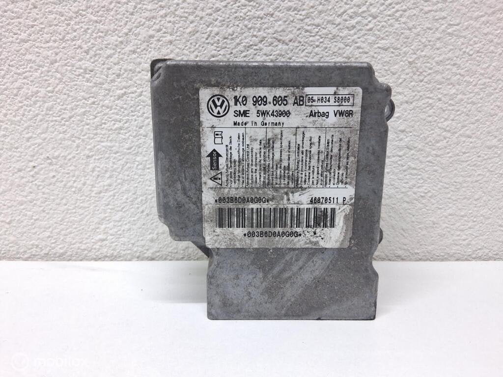 Airbag module Vw Golf V 1.4 TSI ('03-'08) 1K0909605AB, Enlèvement ou Envoi, Volkswagen, Utilisé, Volkswagen