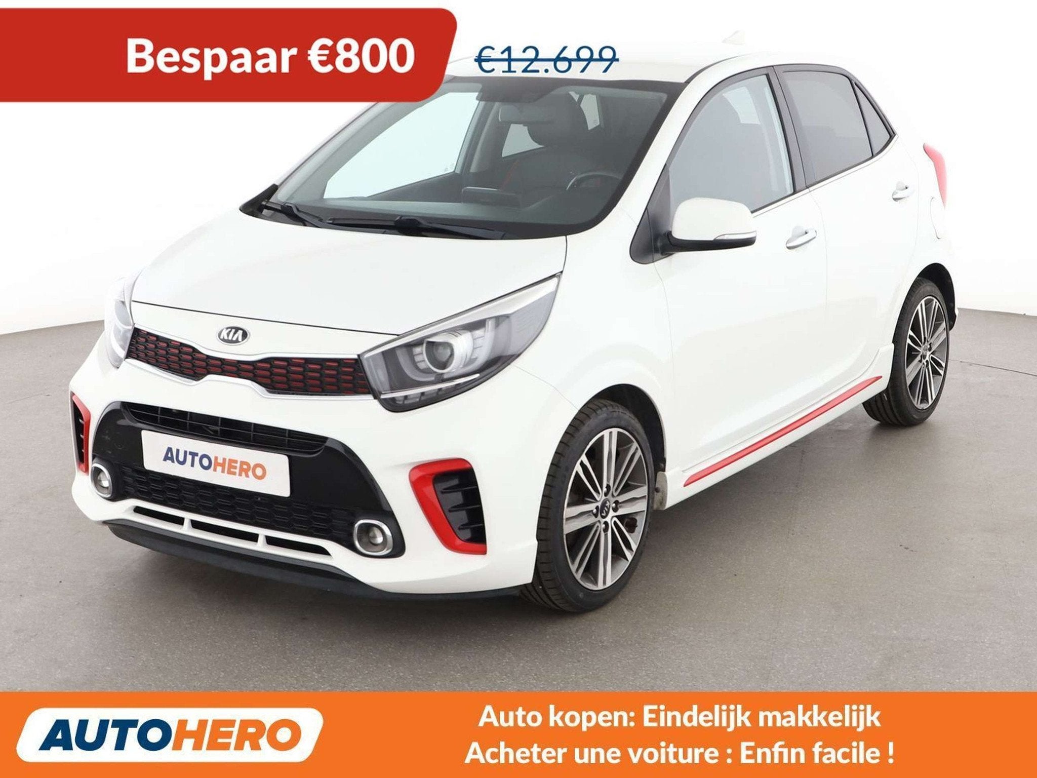Kia Picanto 1.2 GT Line (bj 2020), Auto's, Voorwielaandrijving, Gebruikt, 939 kg, Wit