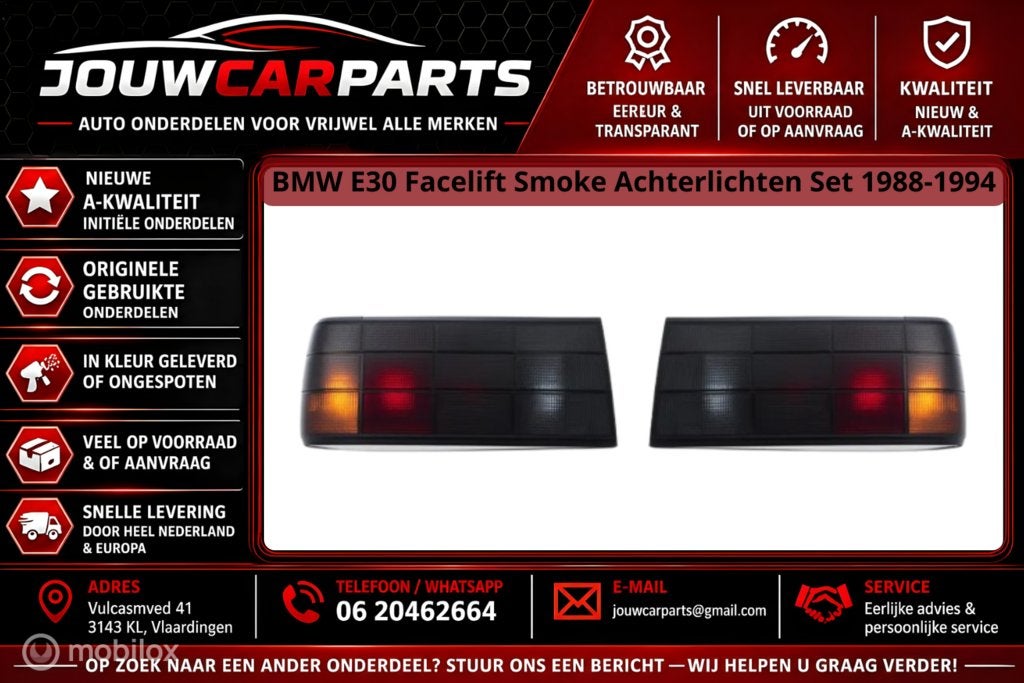 BMW E30 Facelift Smoke Achterlichten Set 1988-1994, Auto-onderdelen, Nieuw, Ophalen of Verzenden, Achterlichten, BMW