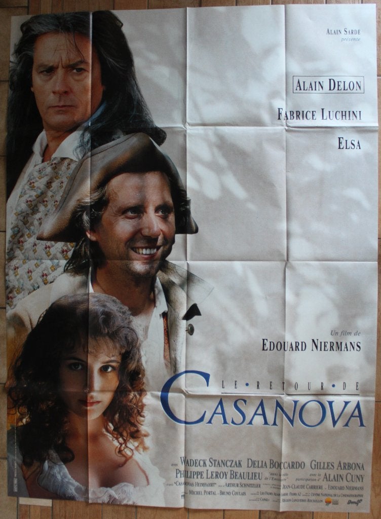 filmaffiche Alain Delon le retour de Casanova XL filmposter, Rechthoekig Staand, Deurposter of groter, Ophalen of Verzenden, Zo goed als nieuw