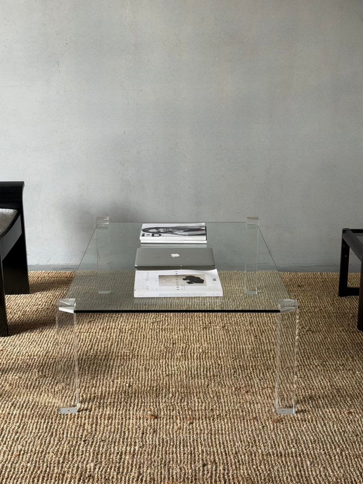 Zeldzame vintage glas & plexi salontafel, Ophalen, Glas