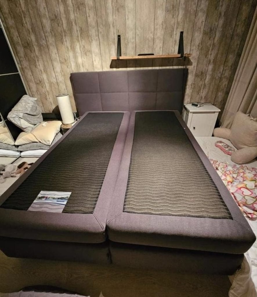 Bezorging is mogelijk 160x200 inzgs complete boxspring bed, Ophalen of Verzenden, Zo goed als nieuw, 200 cm, Grijs