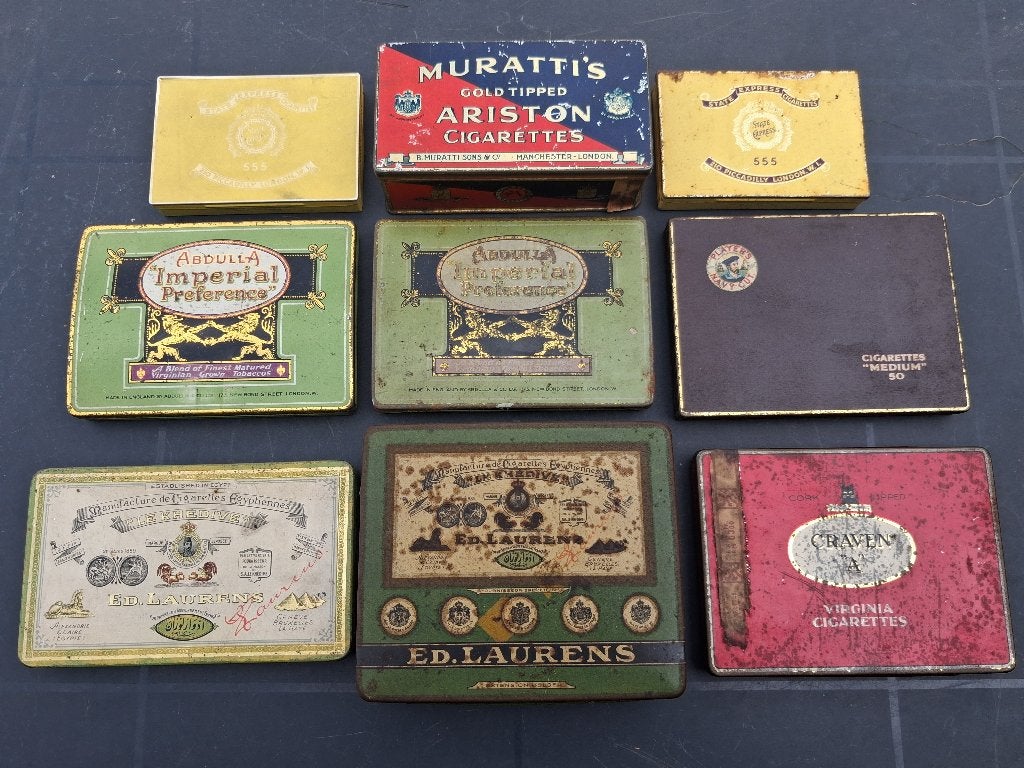lot de vieilles boîtes à cigarettes en étain, Enlèvement ou Envoi, Utilisé, Emballage