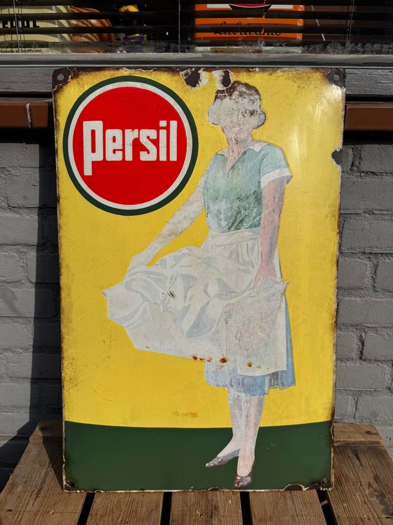Persil was oud emaille reclamebord, Ophalen of Verzenden