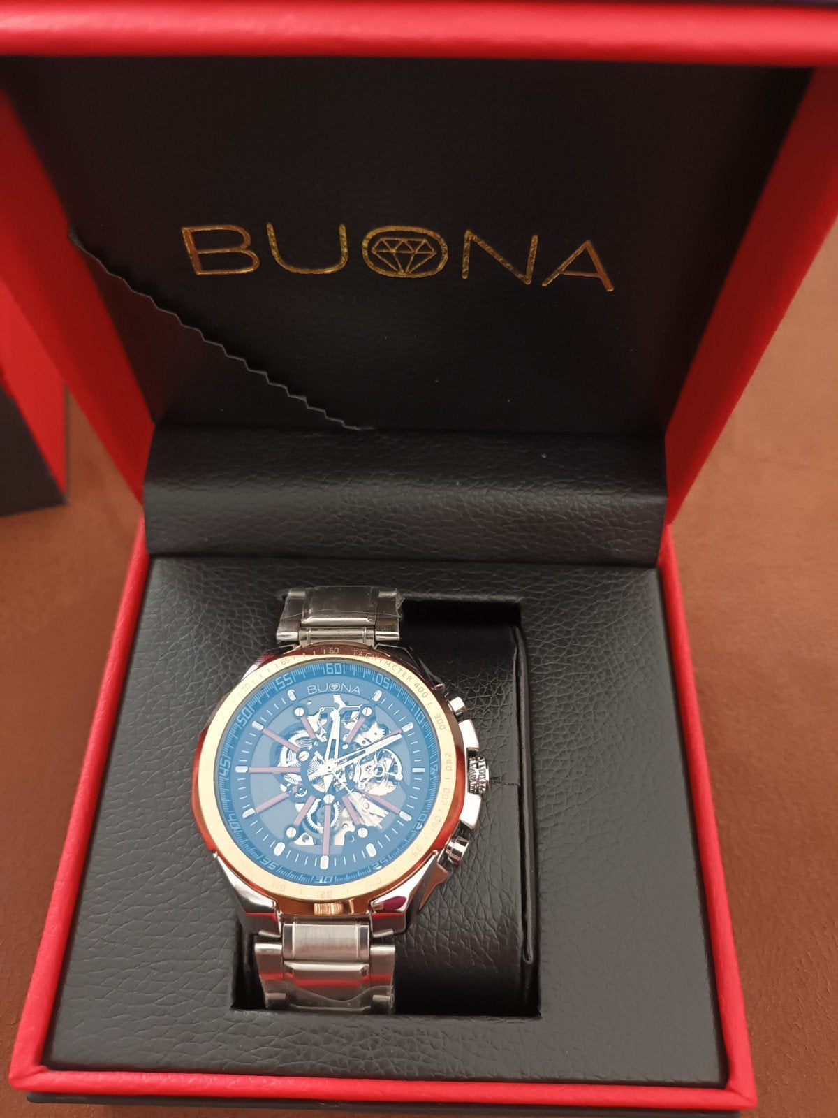 herenhorloge Buona, Automatisch, Handtassen en Accessoires, Ophalen, Zilver