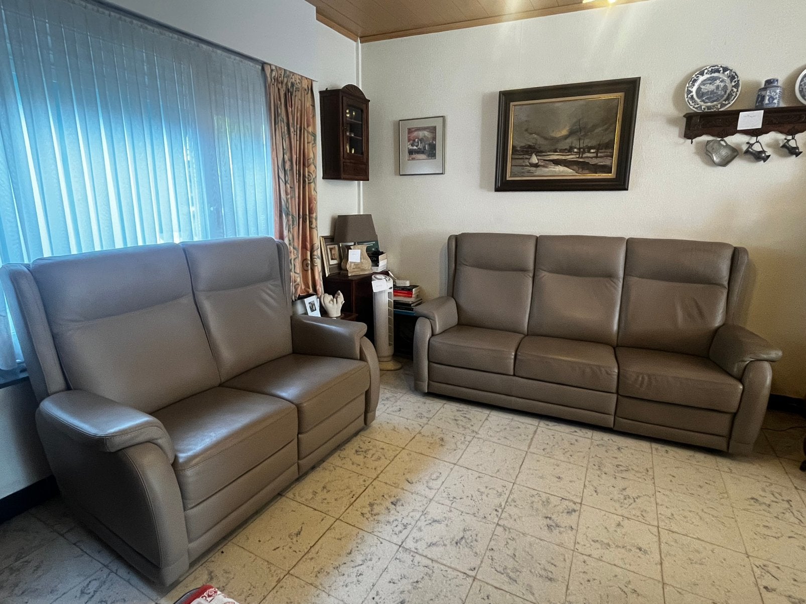 Zetels salon relax leder, Ophalen, Gebruikt, Leer