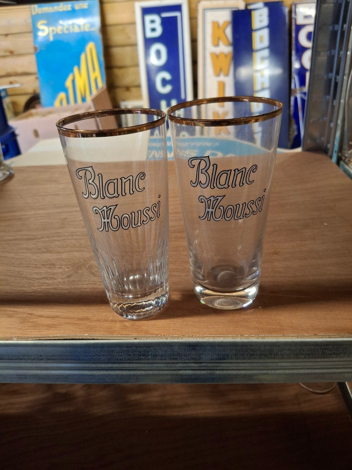 oude email bierglazen blanc moussi, Verzamelen, Ophalen of Verzenden
