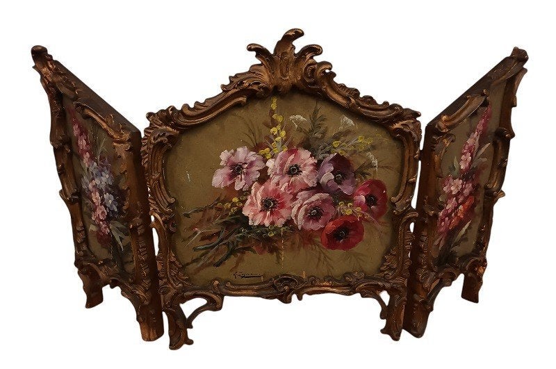 rare paravent de table « L. Zegers », Enlèvement ou Envoi, Peinture à l'huile, Panneau, Signé