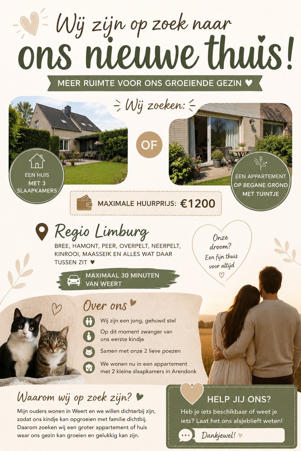Gezocht: huis of appartement met 3 slaapkamers!