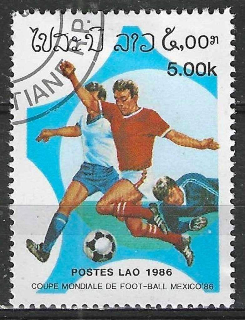 Laos 1986 - Yvert 697 - Wereldbeker Voetbal in Mexico (ST), Postzegels en Munten, Verzenden, Gestempeld