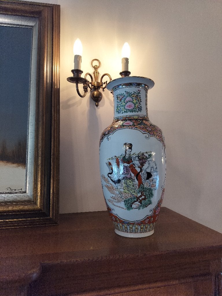 een grote Chinese polychrome porseleinen vaas, Ophalen of Verzenden