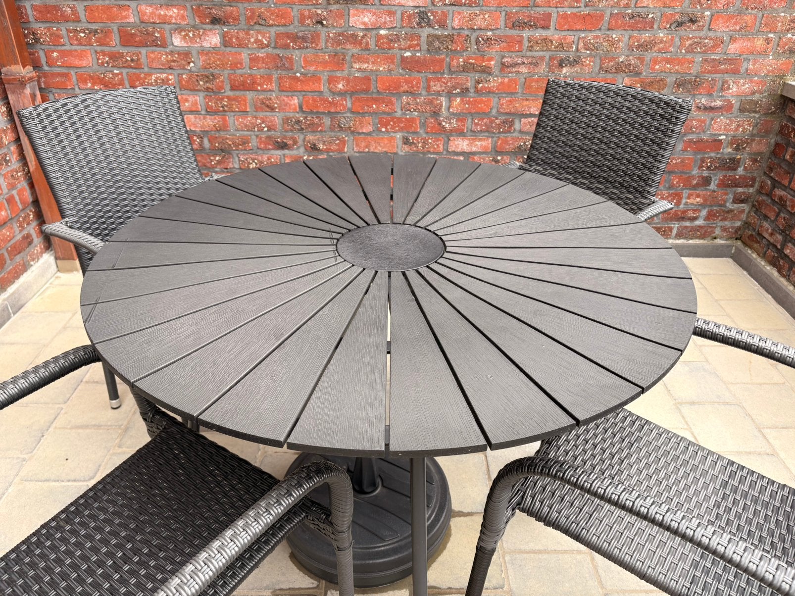 Volledige tuinset met toebehoren(rechthoekige parasol), Enlèvement, Utilisé, Salons de jardin