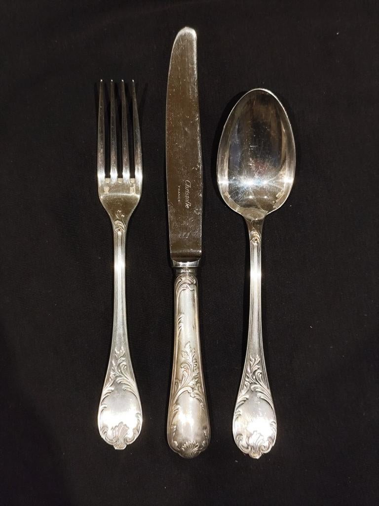 Trio de couverts Christofle modèle Marly métal argenté, Antiquités & Art, Antiquités | Couverts, Enlèvement ou Envoi