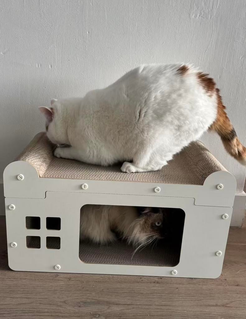 2-in-1 kattenhuis & krabmeubel – slapen + krabben, Dieren en Toebehoren, Ophalen of Verzenden, Zo goed als nieuw