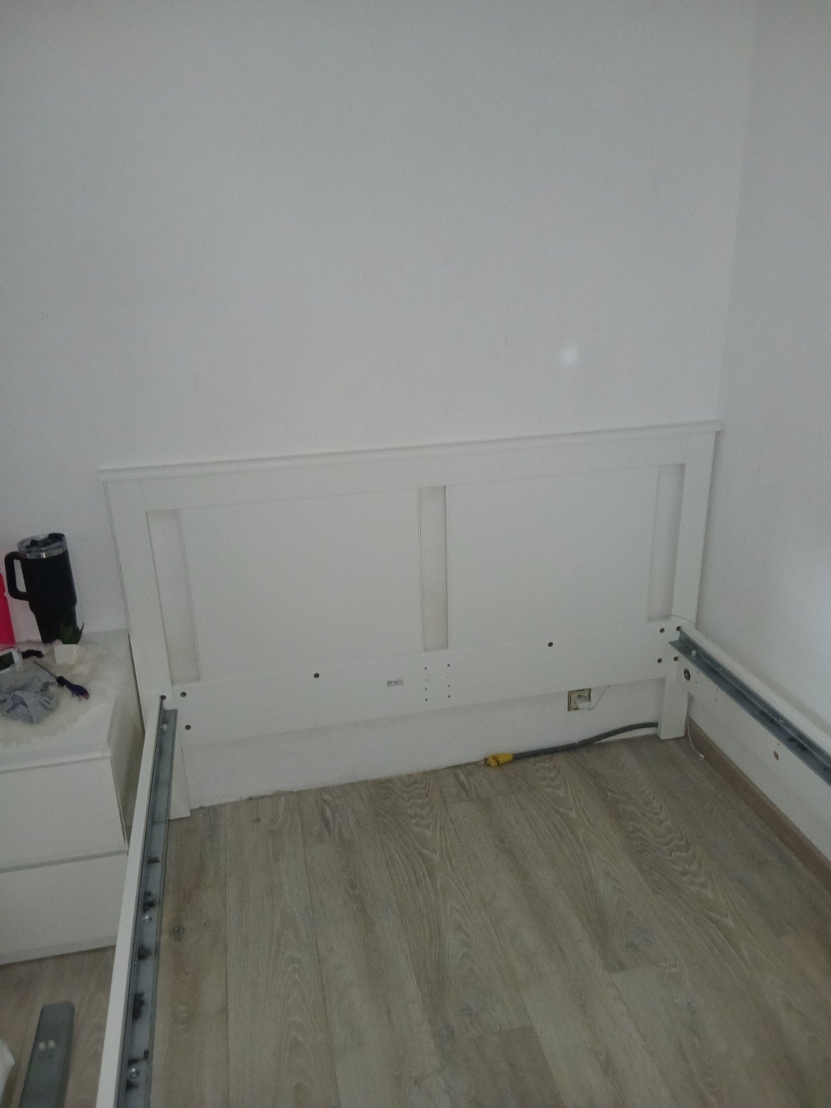 bed with 2m140cm, Ophalen, Wit, Tweepersoons, 140 cm